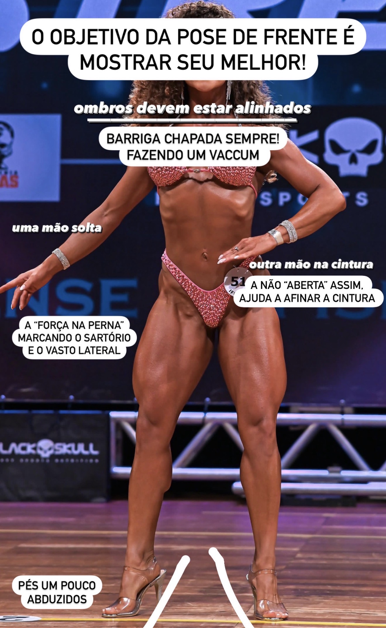 Orientação detalhada para pose feminina de frente